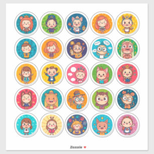 Conjunto de pegatinas de niños de dibujos animados