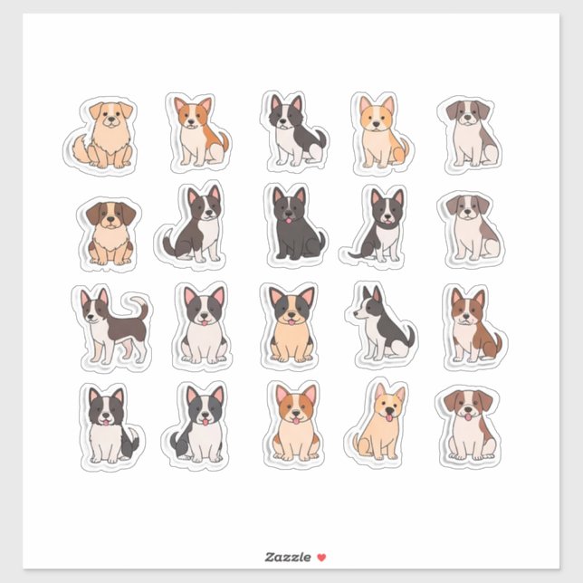 Conjunto de Pegatinas de Perro de Dibujos Animados (Hoja)