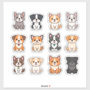 Conjunto de pegatinas de perro de dibujos animados