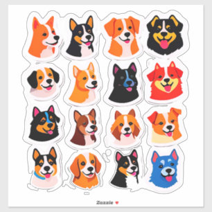 Conjunto de pegatinas de perro de dibujos animados
