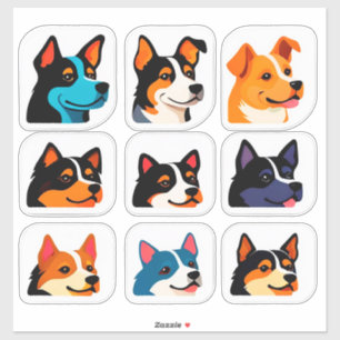 Conjunto de pegatinas de perro de dibujos animados