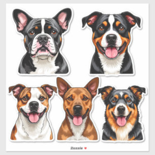 Conjunto de pegatinas de perros con cara detallada