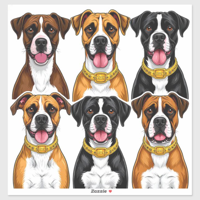 Conjunto de pegatinas de perros con cara detallada (Hoja)