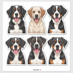 Conjunto de pegatinas de perros con cara detallada