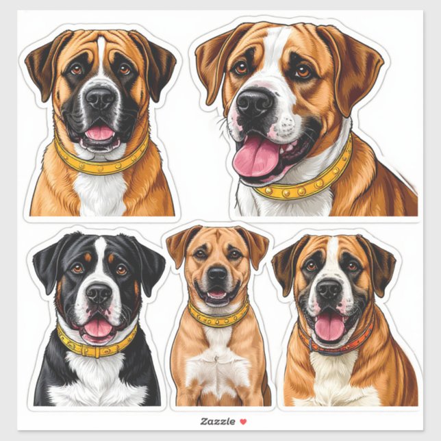 Conjunto de pegatinas de perros con cara detallada (Hoja)