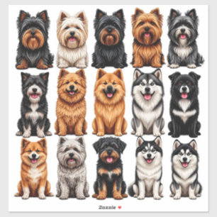 Conjunto de pegatinas de perros con cara detallada