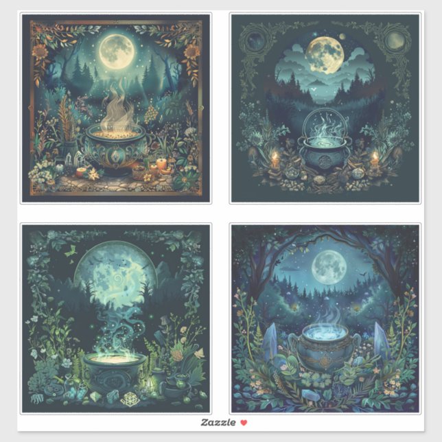 Conjunto de Pegatinas de Samhain nórdico - Caldero (Hoja)