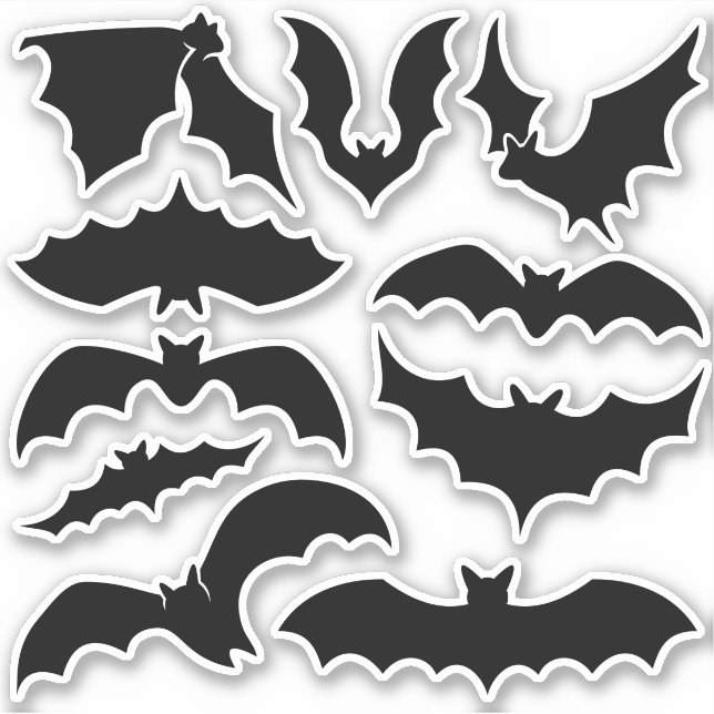 Conjunto de Pegatinas de Silhouettes de Bat (Anverso)