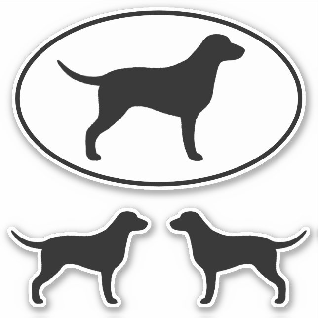 Conjunto de Pegatinas de siluetas de perro con rec (Anverso)