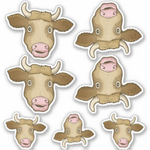 Conjunto de Pegatinas de vaca sorprendido