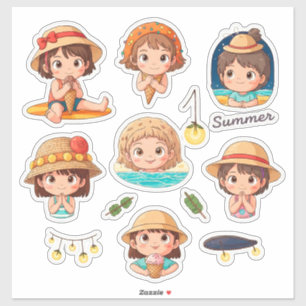 Conjunto de Pegatinas de Verano Divertido de Niños