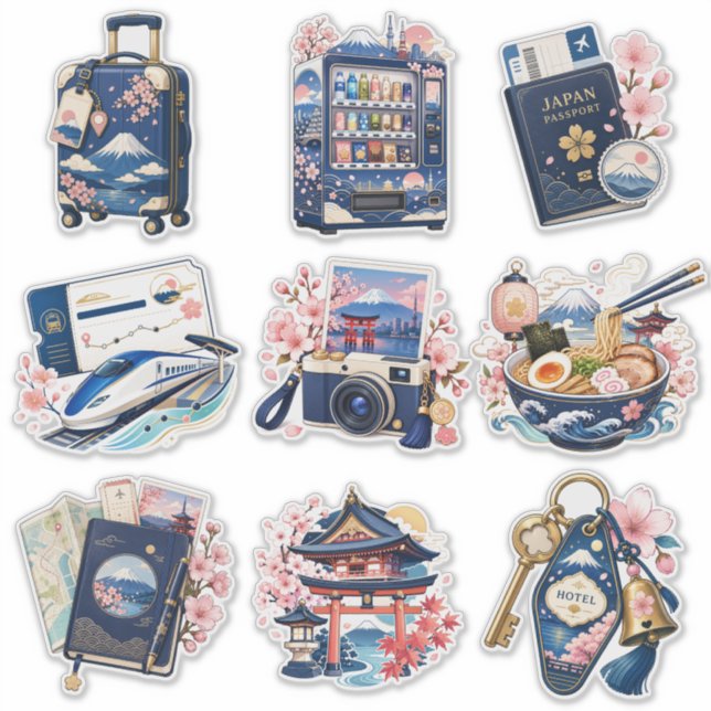 Conjunto de pegatinas de vinilo Kawaii de iconos d (Anverso)