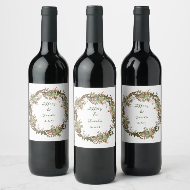 Conjunto de Pegatinas de vino de flor moderno (Botellas)