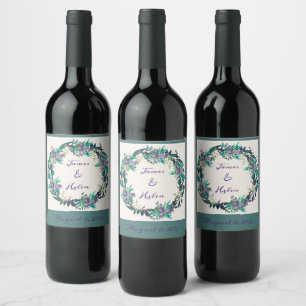 Conjunto de Pegatinas de vino de flor moderno