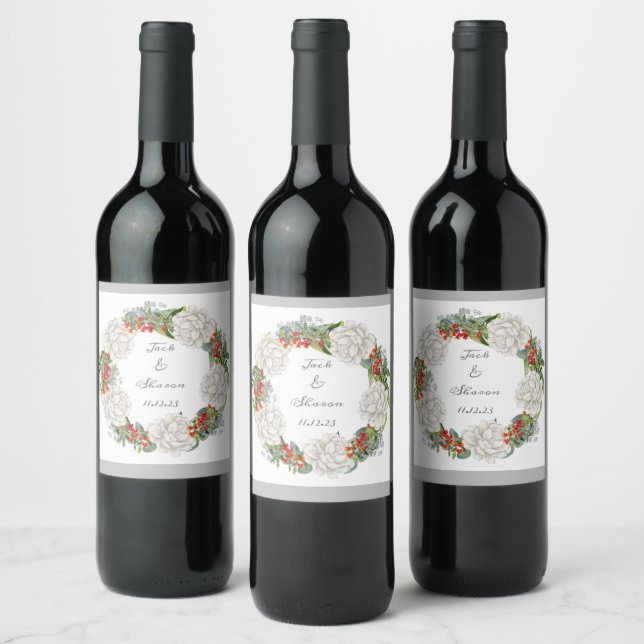 Conjunto de Pegatinas de vino de flor moderno (Botellas)