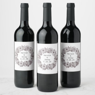 Conjunto de Pegatinas de vino de flor moderno