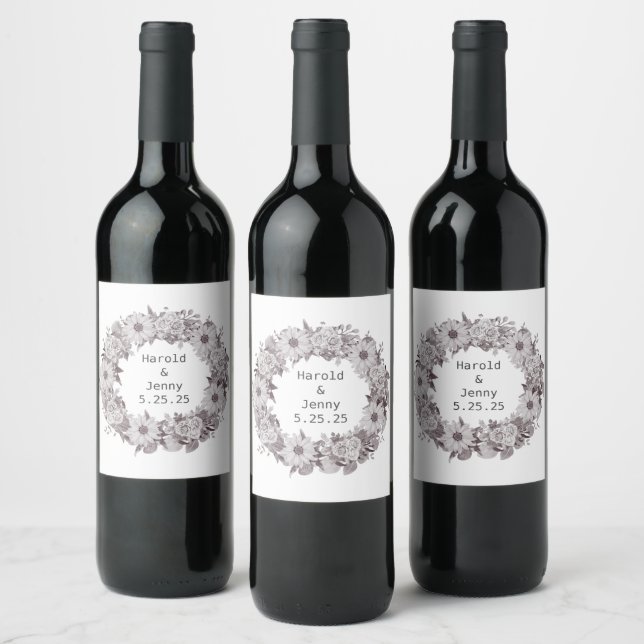Conjunto de Pegatinas de vino de flor moderno (Botellas)