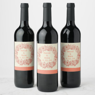 Conjunto de Pegatinas de vino de flor moderno