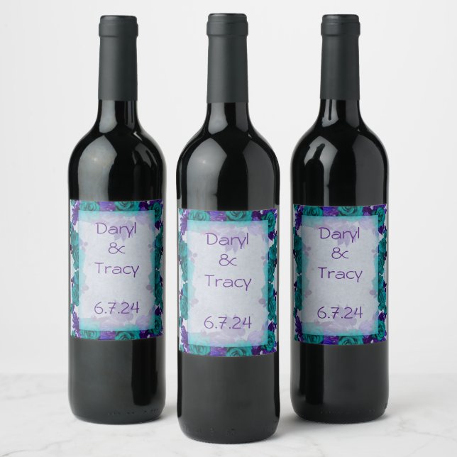 Conjunto de Pegatinas de vino de flor moderno (Botellas)