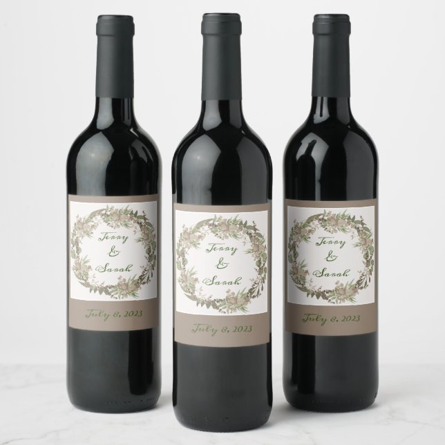 Conjunto de Pegatinas de vino de flor moderno (Botellas)