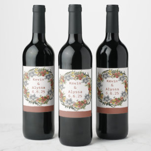 Conjunto de Pegatinas de vino de flor moderno
