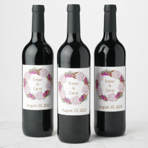 Conjunto de Pegatinas de vino de flor moderno