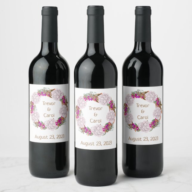 Conjunto de Pegatinas de vino de flor moderno (Botellas)