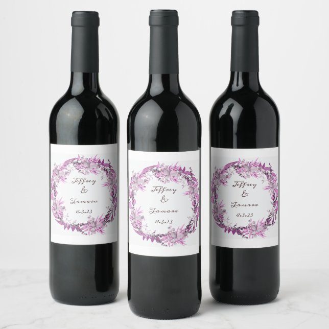 Conjunto de Pegatinas de vino de flor moderno (Botellas)