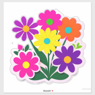Conjunto de pegatinas florales coloridas con flore