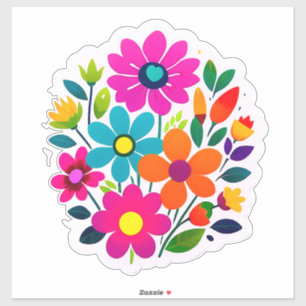 Conjunto de pegatinas florales coloridas con flore