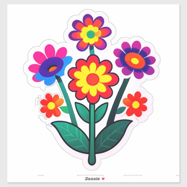 Conjunto de pegatinas florales coloridas con flore (Hoja)