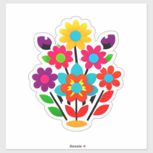 Conjunto de pegatinas florales coloridas con flore