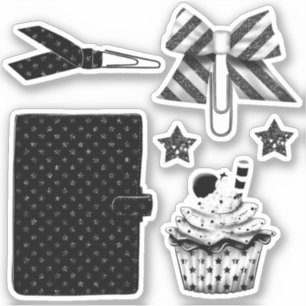 Conjunto de pegatinas para planificadores en blanc