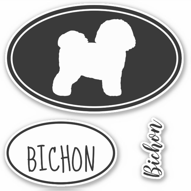 Conjunto de Pegatinas Vinyl de Bichon Frise Silhou (Anverso)