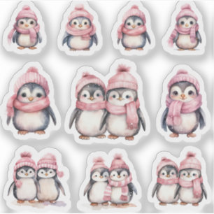 Conjunto De Pingüinos Personalizado Pegatina