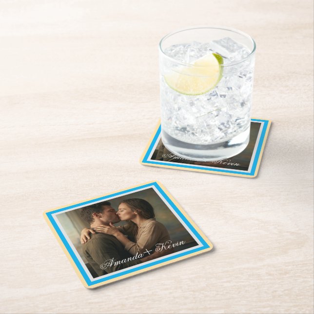 Conjunto de Posavasos de Papel con Foto de Pareja  (In situ)
