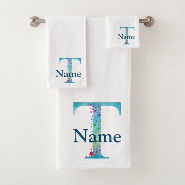 Conjunto de regalos de baño con monograma inicial  (In situ)