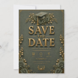 Conjunto de tarjeta de fecha de graduación y RSVP