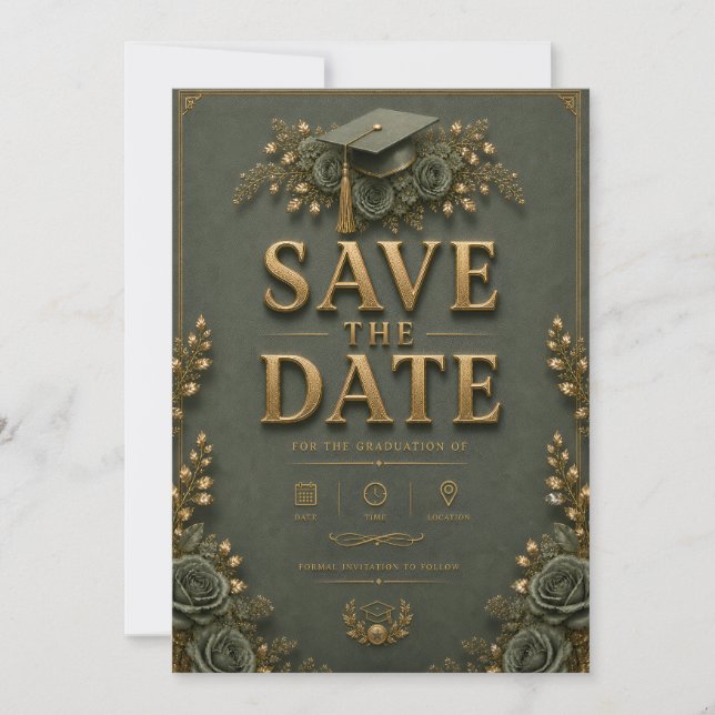 Conjunto de tarjeta de fecha de graduación y RSVP (Anverso)