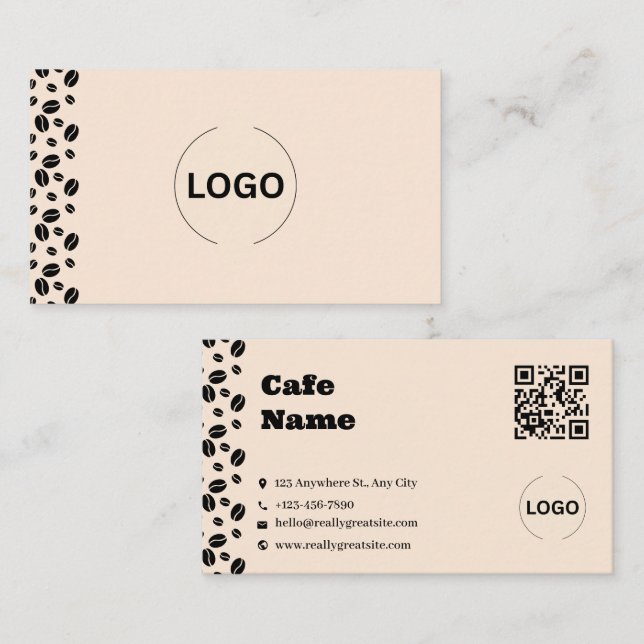 Conjunto de Tarjetas de Negocio de Café de Granos  (Anverso / Reverso)