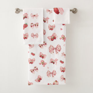 Conjunto de toalla con fresa y lazo Coquette (3 Pi