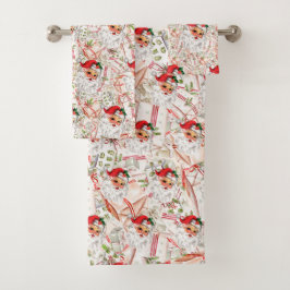 Conjunto de toalla de baño de felpa Santa Vintage