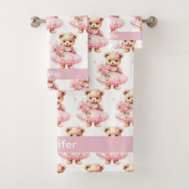 Conjunto de toalla de baño de niña con oso de pelu
