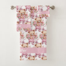 Conjunto de toalla de baño de niña con oso de pelu