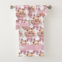 Conjunto de toalla de baño de niña con oso de pelu