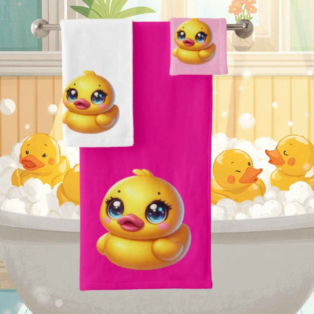Conjunto de toalla de baño de pato de goma para be (Subido por el creador)