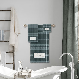 Conjunto de toalla de baño gris tormenta de cuadro