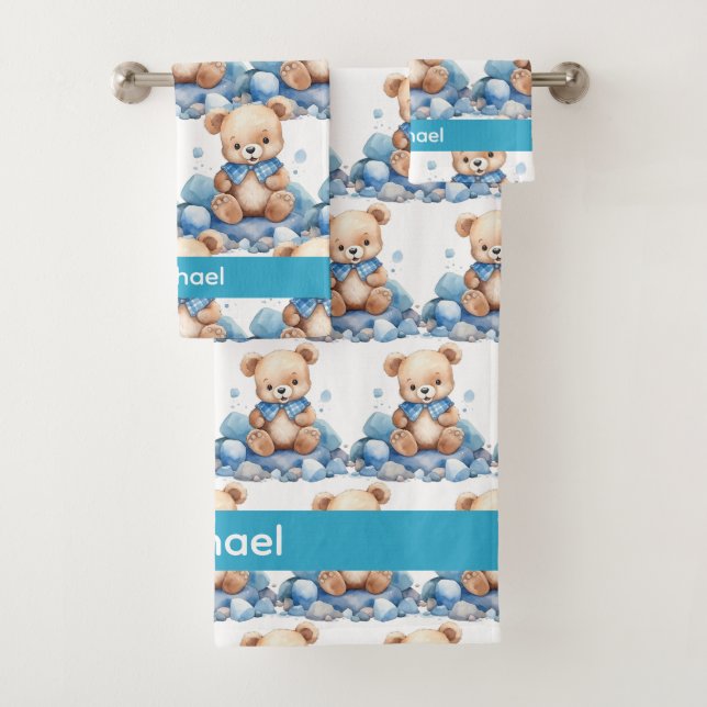 Conjunto de toalla de baño para niño con oso de pe (In situ)