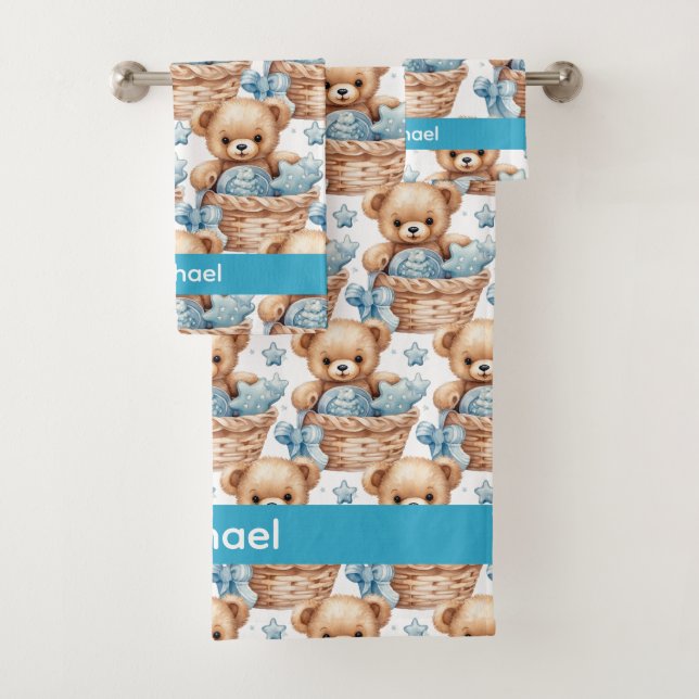 Conjunto de toalla de baño para niño con oso de pe (In situ)