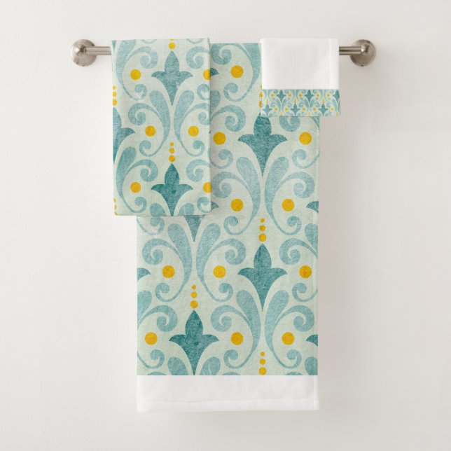 Conjunto de toallas azul y amarillo (In situ)